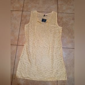 NWT Manhattan Blues Los Angeles Gold See Through Lace Bathing Suit Cover Up